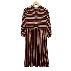 JOCOMOMOLA(ホコモモラ) ワンピース サイズ40 XL レディース美品  - ブラウン×パープル×マルチ 長袖/ロング/ニット/ボーダー/ストライプのサムネイル