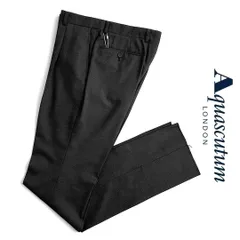 新品 Aquascutum アクアスキュータム スラックス W79 ダークグレー 春夏 ウール100％ 日本製 ワンタック ピンヘッド柄 裾未処理 定価44,000円のサムネイル