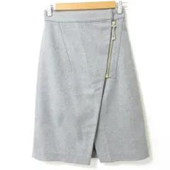 良品 Acne Studios アクネストゥディオズ Panna Wool Skirt ウール ひざ丈 ミディ丈 ジップ ラップスカート 34 グレー レディース 古着 中古 USEDのサムネイル