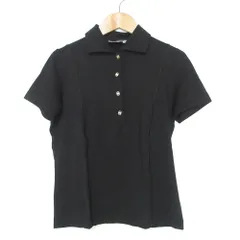 美品 Salvatore Ferragamo サルヴァトーレフェラガモ ストレッチ コットン 半袖 ポロシャツ カットソー M ブラック レディース 古着 中古 USEDのサムネイル