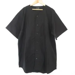 美品 NEW ERA ニューエラ リネンコットン ショートスリーブ ベースボールシャツ L ブラック メンズ 古着 中古 USEDのサムネイル