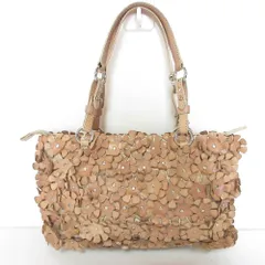 FRANCESCO BIASIA フランチェスコビアジア レザー フラワーモチーフ ハンドバッグ トートバッグ ベージュ レディース 古着 中古 USEDのサムネイル