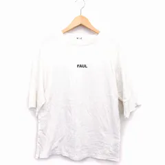 ダブルシー WC Tシャツ カットソー チュニック 丸首 七分袖 コットン 綿 刺繍 英字 リブ スリット F ホワイト 白 /HT22のサムネイル