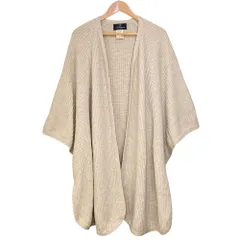 良品 Les Copains レコパン カシミヤブレンド ニットカーディガン サイズ42 ベージュ レディース 古着 中古 USEDのサムネイル