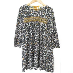 美品 SONIA BY SONIA RYKIEL ソニアバイソニアリキエル ペイズリーチェリープリント ミニワンピース チュニック 38 ネイビー ホワイト レディース 古着 中古 USEDのサムネイル