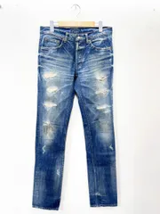 美品 LOUNGE LIZARD ラウンジリザード ボタンフライ ストレート ダメージ デニムパンツ size2 (M相当)/青 ■■メンズのサムネイル