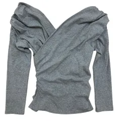 美品 Herlipto ハーリップトゥ Asymmetric Cotton-blend Jersey Top カシュクール カットソー サイズS グレー レディース 古着 中古 USEDのサムネイル