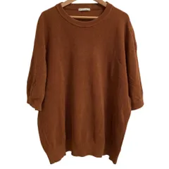 美品 UNITED ARROWS ユナイテッドアローズ コットンバーズアイ クルーネックニット セーター サイズXL ブラウン メンズ 古着 中古 USEDのサムネイル