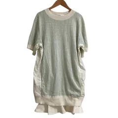 良品 sacai luck サカイラック ショートスリーブ ドッキングワンピース サイズ3 ライトグリーン×ホワイト レディース 古着 中古 USEDのサムネイル