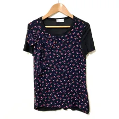 美品 REDValentino レッドヴァレンティノ プリント リボン シルクコンビ ショートスリーブ カットソー サイズXS ブラック レディース 古着 中古 USEDのサムネイル