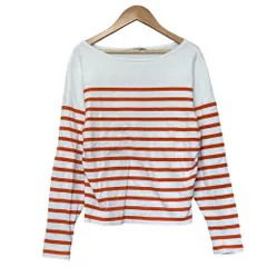 美品 PHEENY フィーニー パネルボーダー ロングスリーブ Tシャツ バスクシャツ カットソー F ホワイト オレンジ レディース 古着 中古 USEDのサムネイル