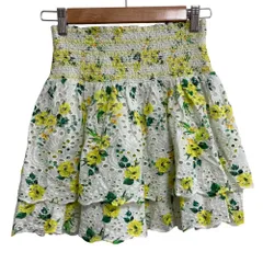 美品 alice+olivia アリスオリビア カットワーク ミニスカート サイズ0 ホワイト イエロー レディース 古着 中古 USEDのサムネイル