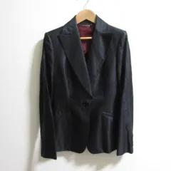 美品 BURBERRY BLACK LABEL バーバリーブラックレーベル 光沢 シングル テーラードジャケット サイズ38 ブラック レディース 古着 中古 USEDのサムネイル