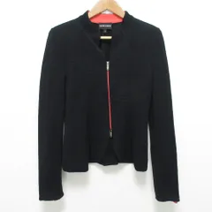 良品 EMPORIO ARMANI エンポリオアルマーニ ストレッチ ナイロン ジップアップ ジャケット サイズ42 ブラック レディース 古着 中古 USEDのサムネイル