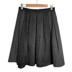美品 LANVIN en Bleu ランバンオンブルー レース切替タックスカート 36 ブラック レディース 古着 中古 USEDのサムネイル