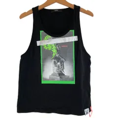 美品 DIESEL ディーゼル グラフィックプリント ノースリーブ カットソー タンクトップ XS ブラック メンズ 古着 中古 USEDのサムネイル