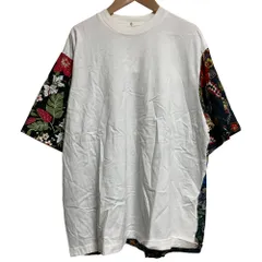 良品 White Mountaineering ホワイトマウンテニアリング フラワープリント パッチワーク Tシャツ サイズ1 ホワイト×ブラック メンズ 古着 中古 USEDのサムネイル