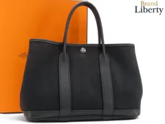 【美品】エルメス HERMES ガーデンパーティTPM トートバッグ ハンドバッグ ブラック トワルシェブロン キャンバス レザー C刻のサムネイル