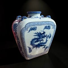 中国 染付 花瓶 壺 陶磁 茶道具 飾壺 花器 - メルカリ