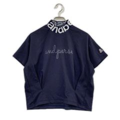 中古 レディース アンパスィ and per se 半袖シャツ L ネイビー モック