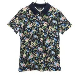 美品 LANDS' END ランズエンド 花柄 半袖 ポロシャツ L 濃紺 レディース 古着のサムネイル