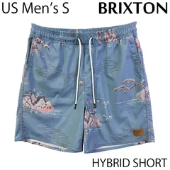 【USED／USメンズS】BRIXTON ハイブリッドショーツ 和柄 ライトブルーのサムネイル