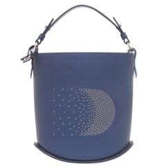 新品同様 デルボー パン ミニバケット レザー ネイビー ハンドバッグ 0183 DELVAUX