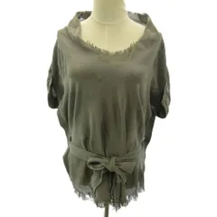 イッセイミヤケ ISSEY MIYAKE FETE 美品 ニット セーター フリンジ 変形デザイン ベルト 半袖 グレー 2 IF82KK041 0617のサムネイル