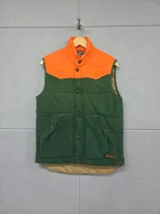 ポロラルフローレン オレンジ/グリーン バイカラー ダウン ベスト