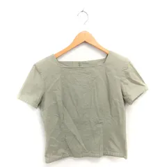 インゲボルグ INGEBORG カットソー ブラウス 背中ボタン 肩パッド スクエアネック 半袖 M カーキ 緑 /TTのサムネイル