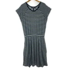 ZUCCa ズッカ ボーダー フレンチスリーブ ロングワンピース sizeM/ブラック×グレーのサムネイル