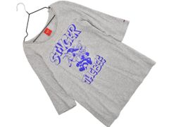 tommy girl 토미 걸 프린트 오분소매 컷소우 sizeS/그레이 ■◆ 레이디스
