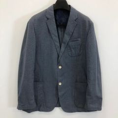 美品 リネン100% ジャガード】ダーバン テーラードジャケット 紺 