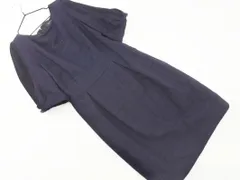 JUSGLITTY ジャスグリッティー リネン混 シフォン 切替 Iライン ワンピース size2/濃紺 ■◆ レディースのサムネイル