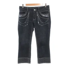 トゥービーシック TO BE CHIC デニムパンツ ジーンズ 42 紺 ネイビー クロップド丈 スパンコール装飾 ビーズ装飾 ECF005 /TQ ■ECF005のサムネイル