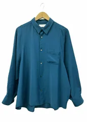 グラフペーパー Graphpaper 21SS Matte Satin Regular Collar Big Sleeve Shirt マット サテン レギュラーカラー ビッグ スリーブ 長袖シャツ ブラウス GL211-50075 00 青●260616のサムネイル