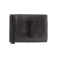 SAINT LAURENT サンローラン マネークリップ クロコ 型押し カサンドラ 二つ折り財布 レザー ブラック メンズ YSLのサムネイル