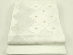夏袋帯 女優着用柄 白 薄ブルー 飛び菱華紋 立涌 お仕立て込み - メルカリ