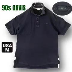ORVIS オービス★90年代フィッシングギア★ヘビー鹿の子ハンティングシューティングポロシャツ★ガンパッチ★墨黒★USAメンズM    #2606J070のサムネイル