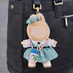 ぬい服 15㎝ 17㎝ ラブブに対応 着せ替え ワンピース アクセサリー2点付き（シークレット） ぬい活 持ち歩き (マカロングリーン)のサムネイル
