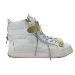ジュゼッペザノッティデザイン GIUSEPPE ZANOTTI DESIGN スニーカー ハイカット プレート ジップ クロコ型押し 白 ホワイト 金色 ゴールドカラー 41 /HW ■IBO97 のサムネイル