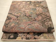 Heiwaya Kimono ● Yamaoka Koto / Koto Dyeing Artist: Dyed and Woven Art Piece, Yakusumi Dye, Tenmoku Weave, Omeshi Silk, Full Patterned Obi, Floral Design, Pure Silk, Exquisite Item AABJ7475sx