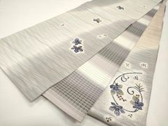 F5 夏物 萩の花 刺繍 水色 付下げ 正絹 薄物 絽 紗 着物 - メルカリ