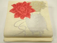 平和屋着物＊夏物　八寸名古屋帯　絽綴れ　糸巻花文　金銀糸　DABH1653cdのサムネイル