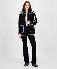 ビーシービージーマックスアズリア レディース アウター ジャケット・ブルゾン コート BCBGMAXAZRIA Womens Short Collared Zip Coat Black ブラックのサムネイル