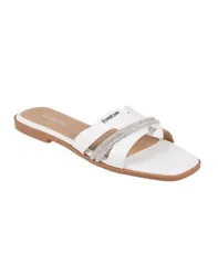 ベベ レディース シューズ サンダル Womens Fashion Sandal with Rhinestone Detail and bebe Rivet White ホワイトのサムネイル