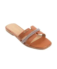 ベベ レディース シューズ サンダル Womens Fashion Sandal with Rhinestone Detail and bebe Rivet Cognacのサムネイル