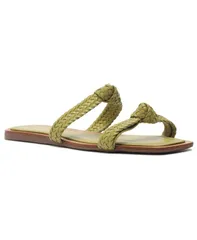 アレッツォ レディース シューズ サンダル Arezzo Womens Remy SlipOn Flat Sandals Twill Green グリーンのサムネイル