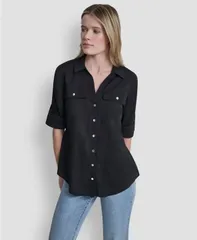 ダナ キャラン ニューヨーク レディース トップス シャツ 長袖 DKNY Womens LongSleeve Colla red Shirt Black ブラックのサムネイル