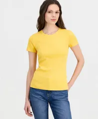ナウティカ レディース トップス Tシャツ 半袖 コットン Nautica WomenscallopTrim Cotton ShortSleeve TShirt Deep Maizeのサムネイル